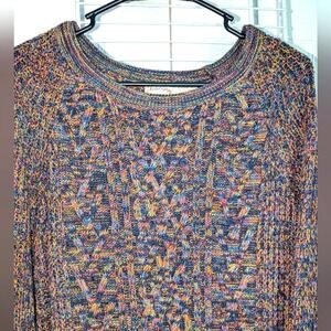 Faded Glory XL Multicolor Cable Knit Long Sleeve Casual Pullover Sweater